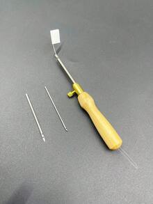 1 Set 3 Interchangeable Embroidery Needles With Threader, Wooden Handle Embroidery Needle Kit, Cross Stitch Embroidery Tools, DIY Craft Needles, Sewing And Handicraft Art Supplies