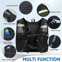 跑步补水背心背包轻便跑步背心女士男士，反光骆驼补水背包适用于骑行徒步马拉松（背包带 500 毫升软水壶） - 黑色背包贈送500ML水杯 - 查看 5