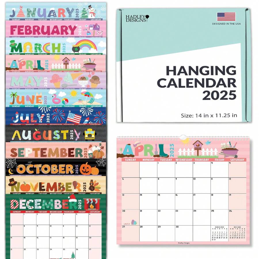 Large Wall Calendar, 1 Piece, 18 Month, Hadley Designs, Calendars & Planners, Calendar 2025, Calendar Creative Minimalist, Calendar>Teacher, Yearly Calendars, Calendario 2025-2026, Academic Calendar 2025-2026, Wall Calendar 2025, Numbers Calendar, Calendar With Notes, Back To School - 塗鴉字體 - 查看 1