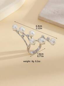 1pc Metal Geometric Pearl Inlaid Elegant Chic Luxurious Women Ring (Minor Flaws)