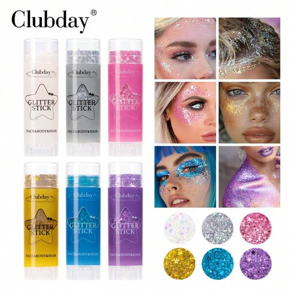 Glittercrème en glittergel voor make-up, eenvoudig te gebruiken door te draaien en uit te draaien. Lichaamsmake-up, hoofd-, gezichts- en lichaamsbeschildering, haarverf en nagellak worden gebruikt voor carnavalsoptredens op festivals en nachtclubfeesten.