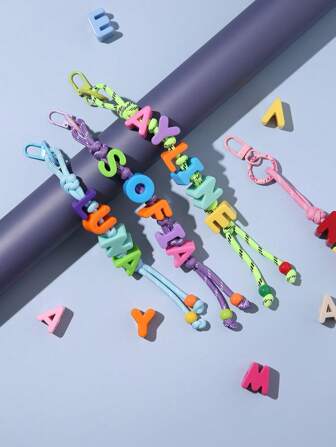 1pc Personalized Name Key Chain Kinds Of Rope Colors Weaving Beaded Personalized Pendant Bag Decorative Chain Graduation Gift Ideal Gifts For Family Friends Workers, Multi-Functional, , Ornamental, Reusable, Exquisite, Stylish, High-Quality, Colorful, Ideal Gifts For Him, Ideal Gifts For Her, Boyfriend, Dad, Girlfriend, Mom, Family, Friends, Tea Room, Home, Garden, Office, For Anniversaries, For Valentine's Day, For Mother's Day, For Birthdays, For Father's Day, For Graduation, For Weddings, For Housewarming,Personal Items