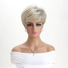 Parrucca corta e riccioluta di colore rosso-marrone misto, in fibra sintetica da 10 pollici, fluffy, adatta per uso quotidiano, vacanze, feste e costumi