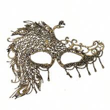 Vintage Ladies Lace Mask Halloween Prom Princess Gilded Big Peacock Mask - Multicolor - View 4