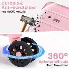 Luggage Sets Of 5 Piece, Lightweight Trolley Travel Suitcase Set ABS Hard Shell With 4 Spinner Wheels TSA Lock For Man Women, 21" + 24" + 28"+ Duffels Bag & Toiletry Bag (Pink, 5 Piece Set) - Pink 5-piece Set - View 8