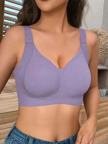 Two Pieces Soft Support Anti Sagging Women's Underwear, Adjustable Shoulder Straps Without Steel Rings Bra - Multicolor - View 3