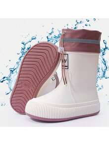 Women's Waterproof Drawstring Rain Boots, Fashion Mid-Calf Rain Shoes, Lightweight Non-Slip Thick Sole Rubber Boots, Suitable For All Seasons, Essential For Rainy Season, Exclusive For Women - Multicolor - View 10