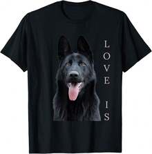 Black German Shepherd Shepard Dog Mom Dad Love T-Shirt Gift For Couple Birthday Gift For Teenage Boy - Black - View 1