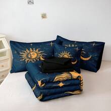 Blue Sun And Moon Comforter Set Queen 8 Pcs Bed In A Bag Galaxy Bedding Set Bohemian Gothic Comforter Set - Blue - View 7