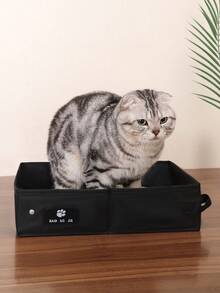 Oversized Fabric Cat Litter Box, Anti-Splash Cat Toilet, Collapsible Waterproof Oxford Cloth Cat Litter Box, Pet Supplies For Travel And Outdoor Short Trip - Black - View 7