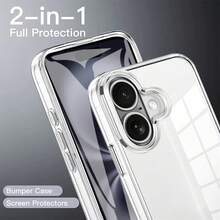 Hadaasi 1 件装透明二合一前后全覆盖保护壳，一体式透明带屏幕保护膜，TPU 软边 + PC 硬背板双色手机壳，兼容 17 Pro/17 Pro Max/17 Air/17/16/16E/15/14/13/12/11 Pro Max/Plus/SE2/SE3 和 Galaxy S26 Ultra/S26 Plus/S26/S25 Ultra/S25 Plus/S25/S25 Edge/S25 FE，Redmi 12/13C/12C/Note 12 Pro/NOTE 14 PRO+/NOTE 13 PRO/NOTE 13 PRO+，POCO M6 PRO，OPPO X6 5G 和 Honor 400/400 Pro/400 Lite - 無色 - 查看 6