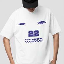 2025 Yuki Tsunoda Red Bull Driver Printed T-Shirt Unisex Cotton Shirt Top - White - View 3