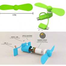Mini ventilador USB portátil 3 en 1 180 giratorio Cool Cooler Ventilador de teléfono móvil, universal, Cualquier tipo de Telefono - Multicolor - Ver 7
