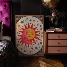 1 Pc Wall Art Sun And Moon Print, Celestial Kissing Poster, Boho Bedroom Decor, Astrology Wall Art, Dorm Living Room Nursery Gift Idea-Canvas Painting Art Summer VacationCanvas Painting - For Home Decor Enthusiasts - Room Decoration Decor For Home Gifts, Living Room, Bathroom, Bedroom,Kitchen (No Frame)/Framed - Multicolor - View 10