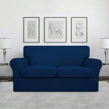 Upgrade Your Living Room With 4 Pieces Stretch Dark Gray Couch Cover For Dogs - Washable Sofa Slipcover - Elastic Furniture Protector For Pets And Kids - Navy - View 2