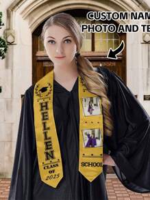 1pc Customized 2025 Graduation Shawl, Personalized Name & Photo Shawl, Premium Graduation Shawl, 6 Color Options, Double Layered Craftsmanship, Long-Lasting Colors, Shine Bright During Graduation Season