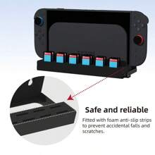 Soporte de pared con 12 ranuras para almacenar tarjetas de juego para 2, con 2 métodos de instalación con fijación de tornillos, diseño de doble gancho para colgar en la pared y ahorrar espacio en el escritorio, fácil conexión al TV, práctico para reemplazar tarjetas de juego