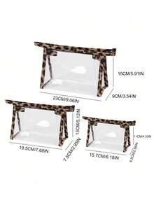 新款豹纹透明防水化妆包,旅行洗漱用品收纳包,大容量化妆包,透明化妆品收纳包,结婚礼品袋,防水旅行袋,3种尺寸(S/M/L),ins风收纳包,便携式防尘拉链,单身派对装饰, - 無色 - 查看 9