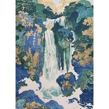 1 件/3 件葛饰北斋浮世绘蓝绿瀑布帆布印刷品传统日本艺术复古墙海报亚洲风景艺术家居装饰无框旅行相框旅行 - 彩色 - 查看 25