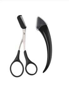 2 piezas Juego de recortador de cejas ambidiestro - Navaja curva y tijeras con peine para un perfilado preciso, herramienta de belleza sin olor para principiantes, accesorios de depilación fáciles para hombres y mujeres - Multicolor - Ver 6