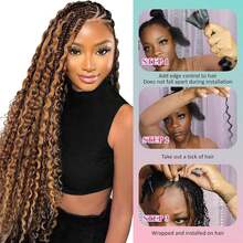 Human Braiding Hair For Boho Braids 4/27 Highlight Ombre Deep Wave Bulk Human Hair 110g 26 Inch Curly Wave Honey Blonde Human Hair Extensions No Weft 2 Bundles/Pack - SP4/27 - 查看 5
