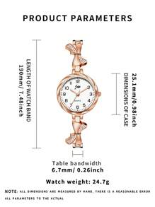 jw 1 Piece Women's Rose Gold Simple Alloy Bracelet , Exquisite Round Dial, Fashionable Black Hands Casual And Exquisite Highly Attractive Ladies Watch Digital Dial, Luxury Quartz Watch Suitable For Daily Decoration, Wear And Party Commuting Travel