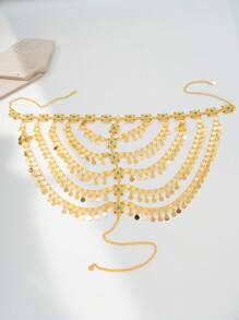 Herseygold 1 pieza Nueva cadena para la cabeza chapada en oro, accesorios para el cabello de novia de estilo del Medio Oriente/árabe, regalo de joyería de lujo para mujeres turcas/kurdas, accesorios para bodas