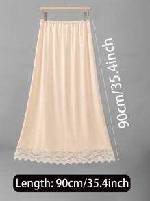 3 Pieces/2 Pieces/1 Piece, Multi Specification, Multi-Color, Solid Color, Spring And Summer Styles, Anti Transparency And Anti Light Medium Long Skirt, Inner Lining Skirt, Lace Bottom, Anti-Static Skirt, Elastic Waistband Suitable For Slightly Overweight Girls, Suitable For Daily Wear Summer, School Fall, Autumn, Halloween