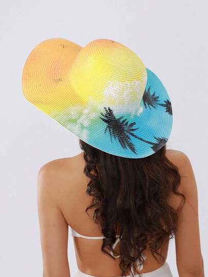 1 stuk strohoed met brede rand en strik, geschikt voor strand, Valentijnsdag en andere gelegenheden, verkrijgbaar in meerdere kleuren, perfecte keuze voor dames, ideaal voor strandvakanties en wandelen, elegante strik, Valentijnsdag-editie