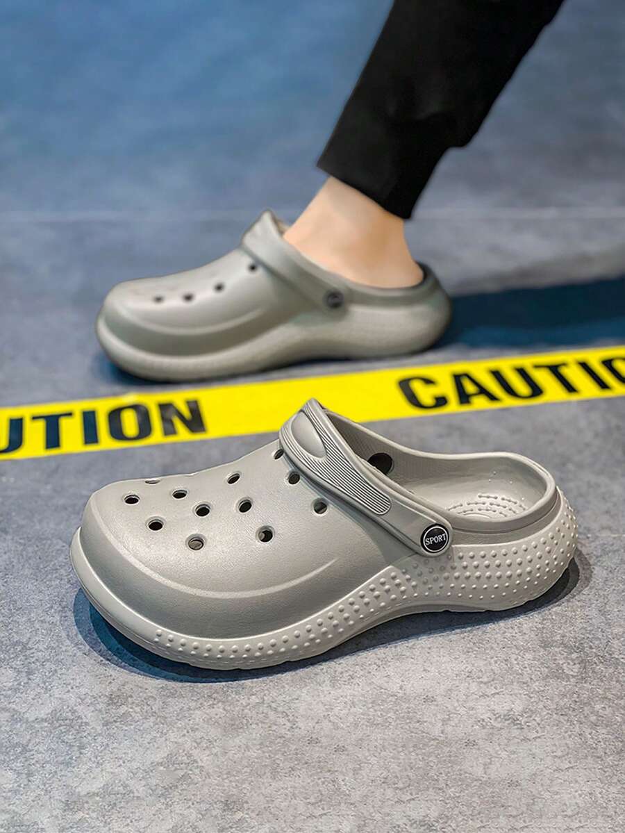 Men's Soft Bottom Clogs, Slip-On Breathable Comfortable Casual Beach Sandals For Summer - Grey - View 1