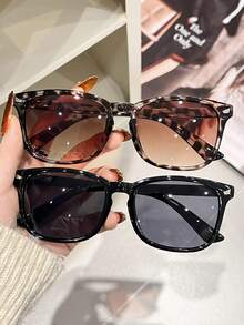 1 件/2 件塑料女士全框豹纹黑色双色 Y2K 经典辣妹风格现代简约风格太阳镜基础款时尚眼镜适合夏季海滩度假外出装