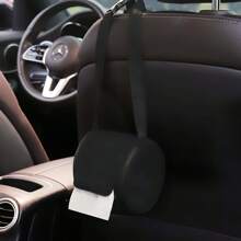 Porta-lenços elegante para carro - Dispensador de papel toalha de luxo para pendurar no encosto do banco, microfibra, preto e bege, acessório estiloso para interior de carro, acessório de armazenamento para carro | Porta-lenços elegante | Caixa de lenços durável
