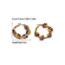 1 Pair Boho Stainless Steel Gold Plated Colorful Flower Earrings, Suitable For Women Daily/Beach/Party/Festival