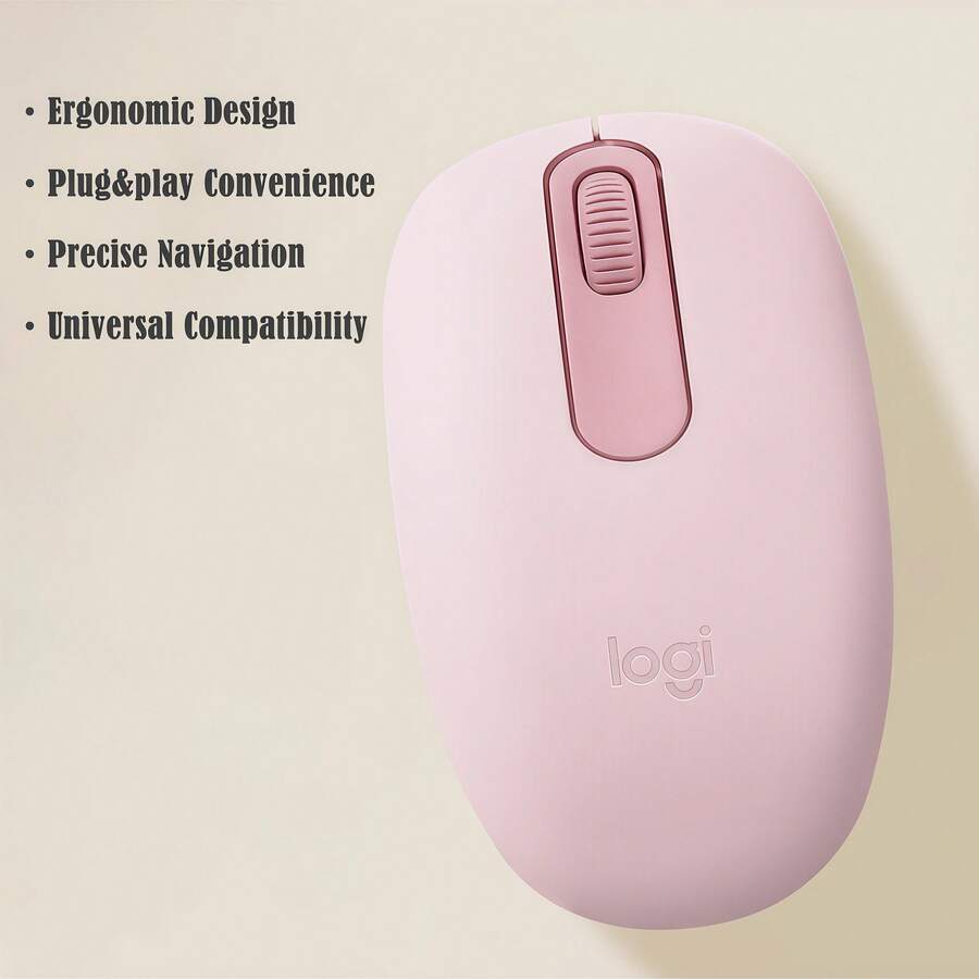 Logitech M196 Vertical Ergonomic Mouse - Wrist Relief Design For Programmers & Graphic Designers, Dual-Mode Connectivity With Bluetooth 5.3/USB-C Receiver, Portable Office Solution For Coffee Shop & Co-Working Spaces - Pink - View 1
