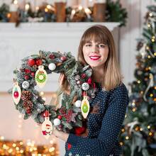 50 Handmade DIY Painting Blank Wooden Signs Christmas Tree Planting Day Wooden Hang Tags Wooden Chip Hanging Decorations Leave A Message Sign In Hang Up