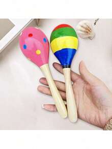 1/2/3/5/8PCS Wood Maracas ,Wooden Festival Maracas Toys Random Pattern - Multicolor - View 9