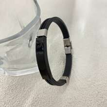 1 pieza Pulsera minimalista de acero inoxidable y trenzado para hombre