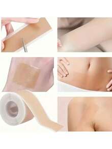 可重复使用硅胶疤痕去除垫 - 适用于剖腹产、痤疮、烧伤、手术和妊娠纹 - 光滑、保湿浅米色溶液，改善贴片 | 灵活应用 | 多功能皮肤护理，隐形硅胶疤痕覆盖胶带，适用于手术、烧伤、产后疤痕，无香型，个人护理必备品，纹身配件