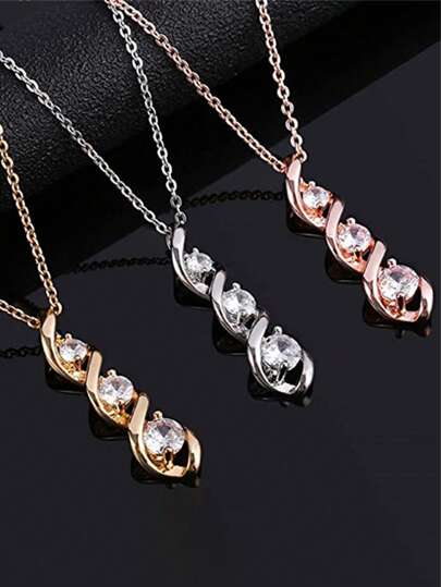 1 Stück romantischer kubischer Zirkonia Halsketten Anhänger für Frauen als Geschenk zu Valentinstag, Verlobung, Jahrestag, Partyschmuck