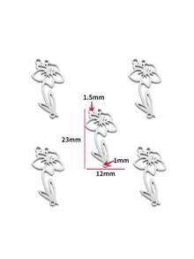 5 件空心花形不锈钢 DIY 珠宝配件、项链、服装、钥匙链吊坠，W433
