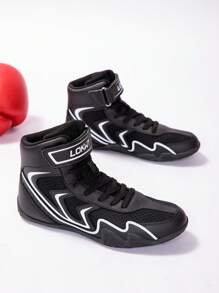 TACHUAN 1 Paar Herren V-förmig bedruckte Athletische Ringer-Schuhe aus Synthetik mit Schnürsenkeln, geeignet für Fitnessstudio ganzjährig