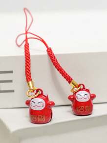 1pc Japanese Lucky Cat Keychain - Cute Maneki Neko Bell Charm, Perfect For Bags, Phones, And Keys, Adorable Lucky Cat Pendant With Omamori Charm For Prosperity And Protection