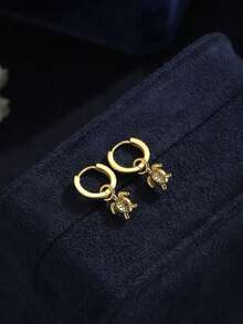 1 对银色或金色复古海龟环状耳环，海洋生物耳环，适合日常佩戴、节日、派对、沙滩耳环（无盒）