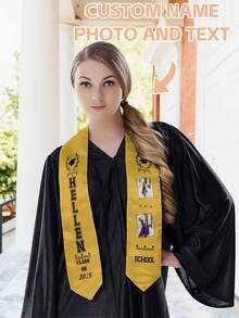1pc Customized 2025 Graduation Shawl, Personalized Logo, Text, Photo Graduation Shawl Trim, Select Quality Graduation Shawl, 6 Colors Available, Customized According To Your Design, Graduation Gift Idea, Quality Wrinkle-Resistant Fabric, Classic Arrow-Shaped Design To Capture Memorable Graduation Moments - Multicolor - View 35