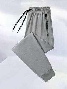 1 件男士抽绳裤，薄款松紧腰运动长裤，透气简约