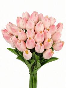 1/3/5/10 件优质人造花，现代浪漫仿真郁金香花束，婚礼和酒店及家居装饰，餐桌布置，节日派对活动装饰，情人节，母亲节，圣诞节，新年礼物（桃红色） - 桃粉色 - 查看 1