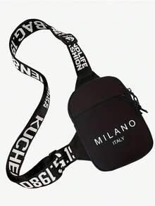 Personalized New Men's Milan Print Chest Bag/Waist Bag, Convenient To Carry, Can Be Used As Shoulder Phone Bag, Casual Commuter Messenger Bag/Waist Bag/Holiday Bag