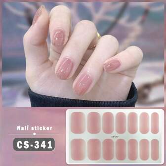 Pink Nail Polish Stickers, Full Cover Nail Stickers, Women Nail Art, Glitter Full Cover Nail Art Stickers - Self-Adhesive Nail Stickers For Women - Easy To Apply And Long-Lasting Nail Art Strips, DIY Manicure, Suitable For Daily Wear, Ideal Girlfriend Gift, Women Gift, Suitable For Halloween