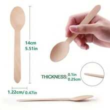 10/50/100pcs Disposable Wooden Dessert Ice Cream Cake Spoons, Spoons Made Of Birch Wood Suitable For Wedding Disposable Items Graduation Party Dining Utensils, Birthday Party, Camping, Restaurant Utensils - Multicolor - View 4