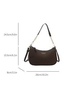 Fashionable Solid Color Letter Versatile Simple Armpit Women's Crossbody Bag Elegant Chain Shoulder Bag, Suitable For Shopping, Wallets, Shopping, Young Women, College Students, Newcomers, White-Collar Workers. They Are Very Suitable For Offices, Universities, Work, Business, Commuting, Outdoor Activities, Travel, And Outings